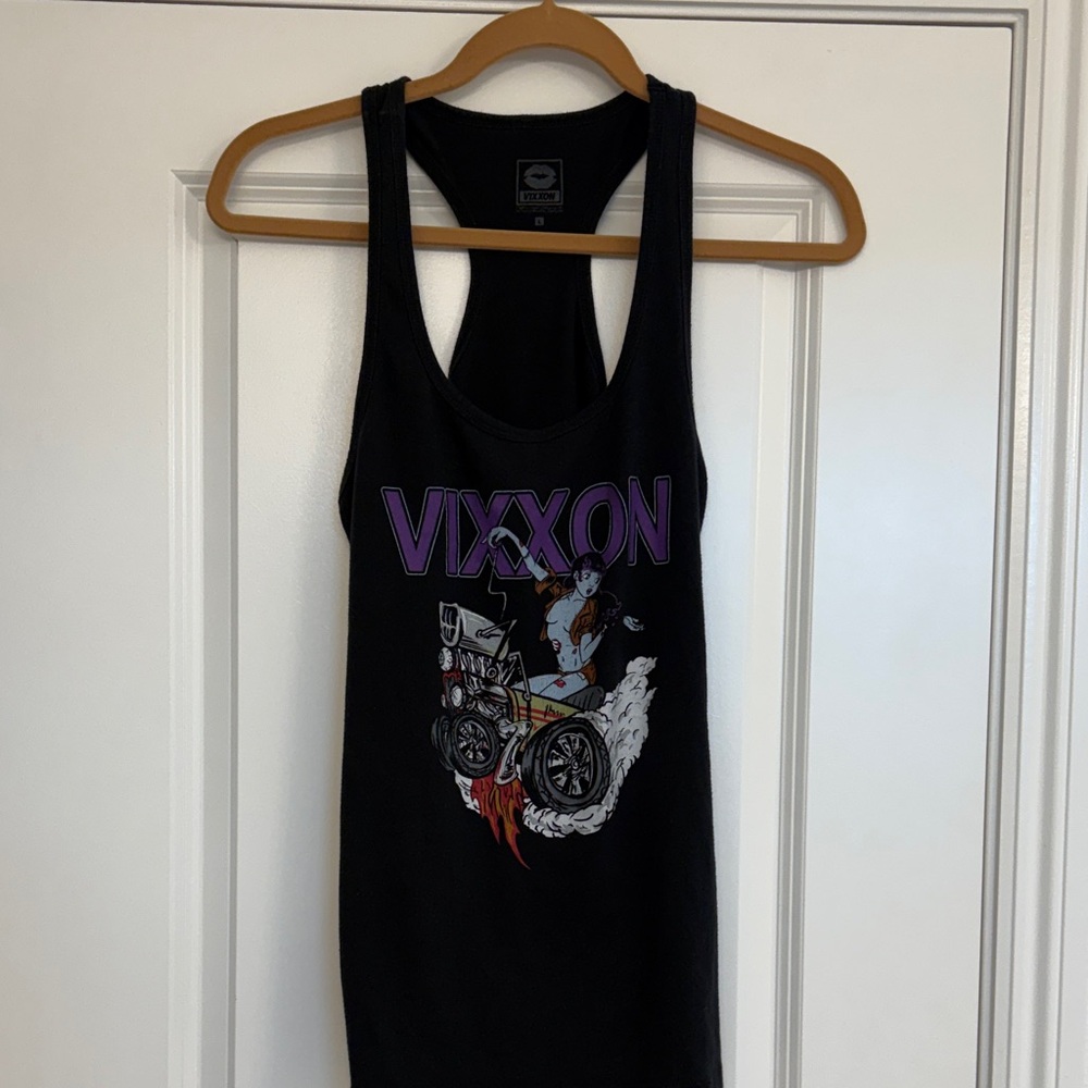 DIXXON Black Tank Top with Graphic Design